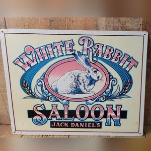 JACK DANIEL'S ----- WHITE RABBIT SALOON ---- TENNESSEE WHISKEY --- BIG TIN SIGN